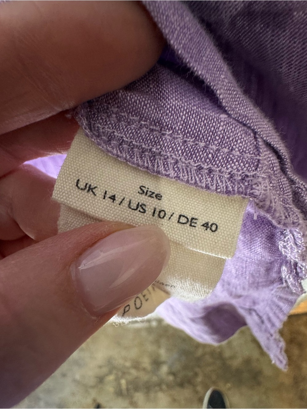 Poetry Linen Women’s Purple Lilac long line Button Up Long Sleeve Shirt Size 10 - Picture 11 of 11
